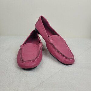 Caribbean Joe pink pebbled leather Nelly driving loafers preppy vacation fun 7.5